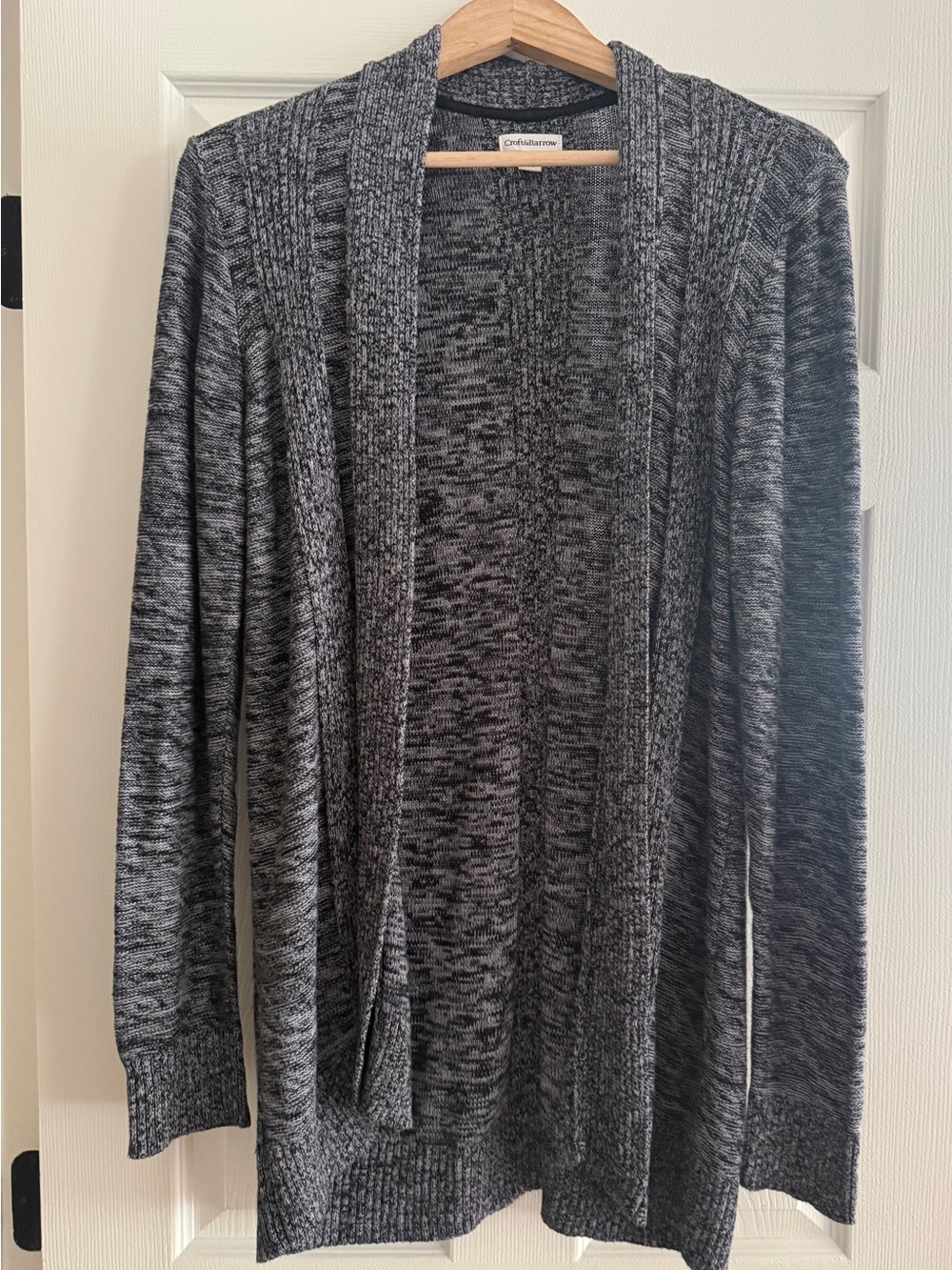 Croft & Barrow Women’s Large Open Front Cardigan Gray Marled Knit Sweater
